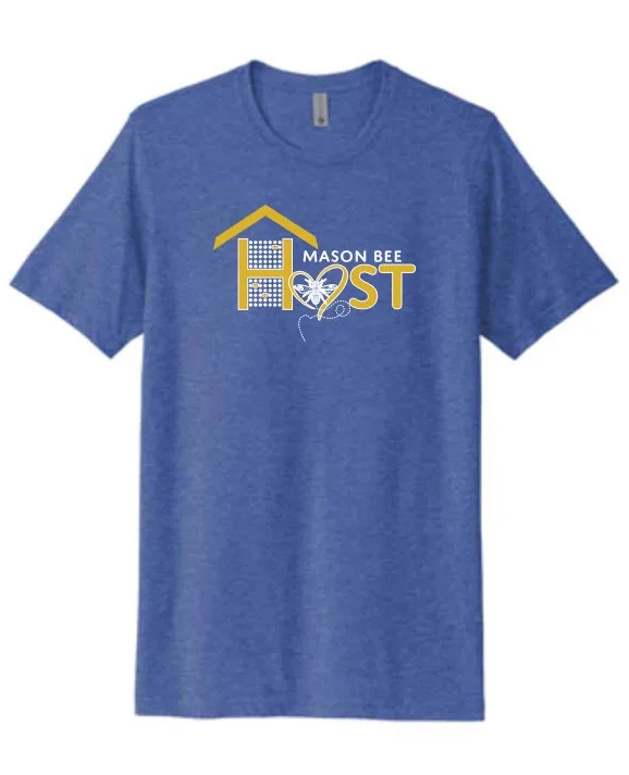 Crew Neck Mason Bee Host with Heart — host wearing the shirt at an education booth