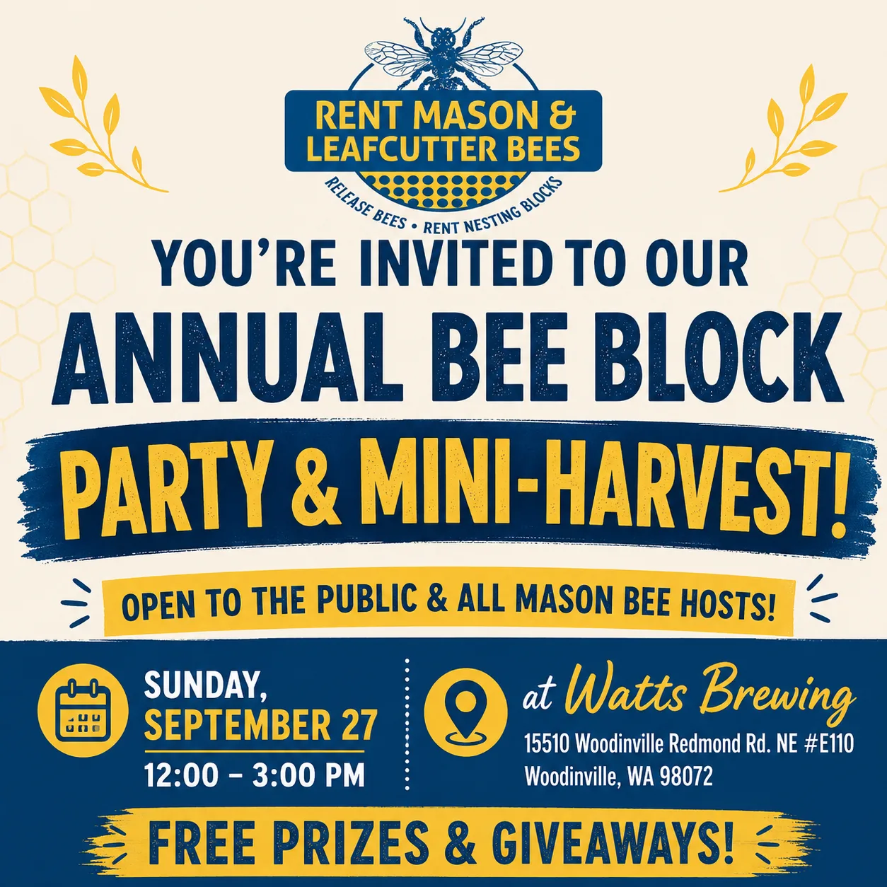 Youre Invited Annual Mason Bee Block Party Mini Harvest