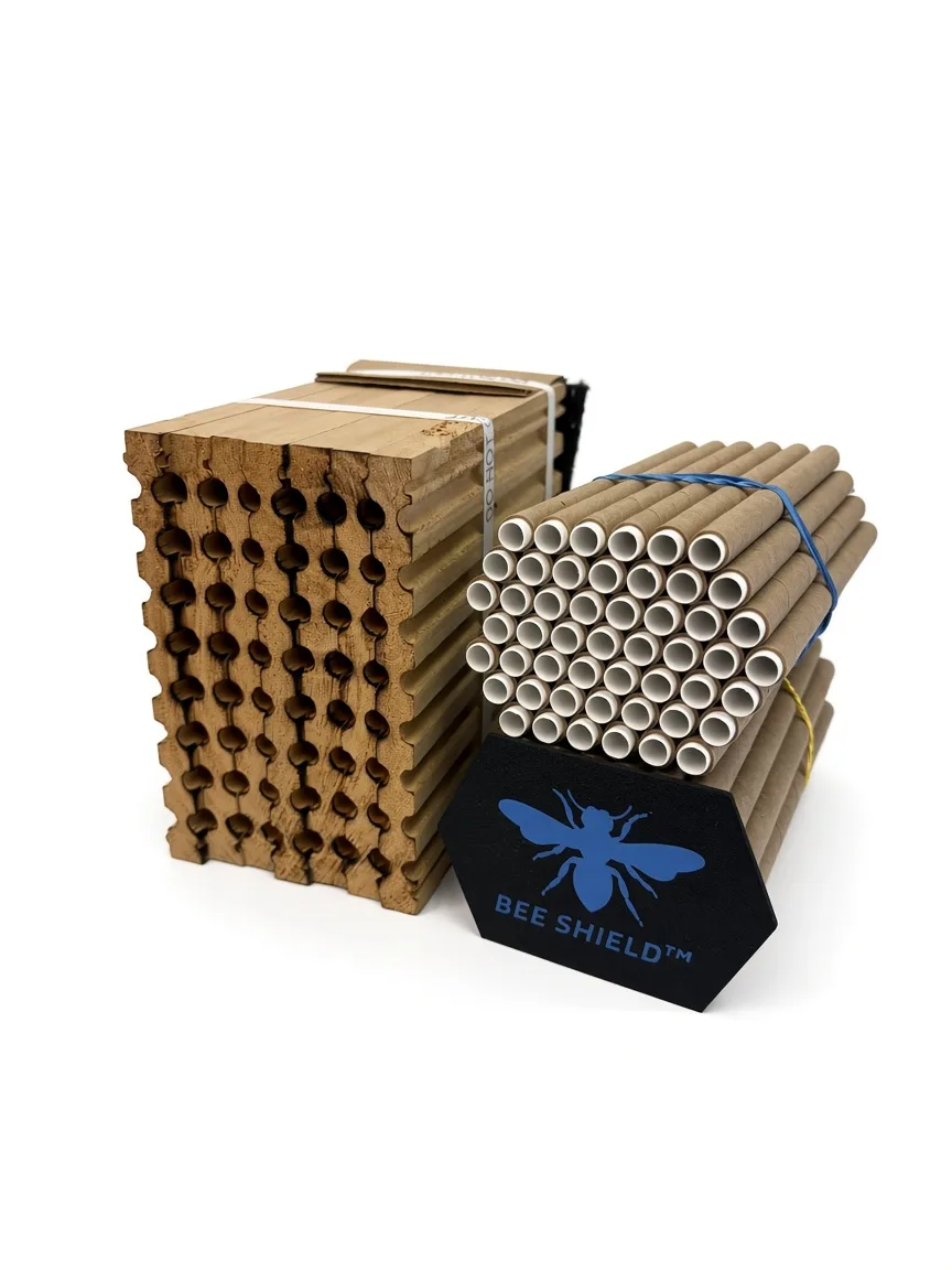 Nesting block, cardboard tubes, and BEE SHIELD™