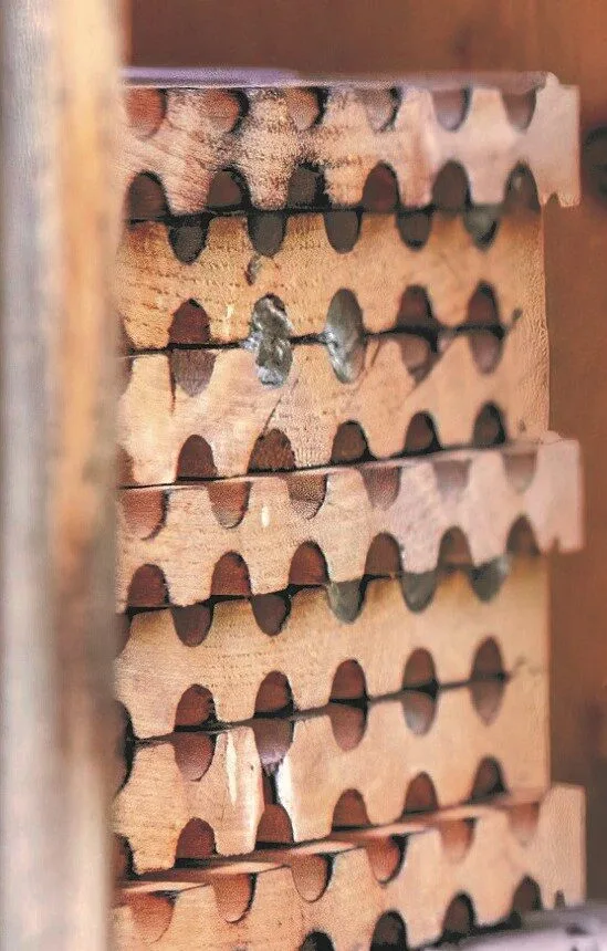 Open grooved mason bee nesting block